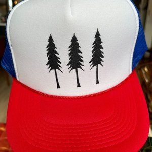 OHANA Red, White & Blue Triple Tree Trucker Hat, Co-Ed, BRAND NEW